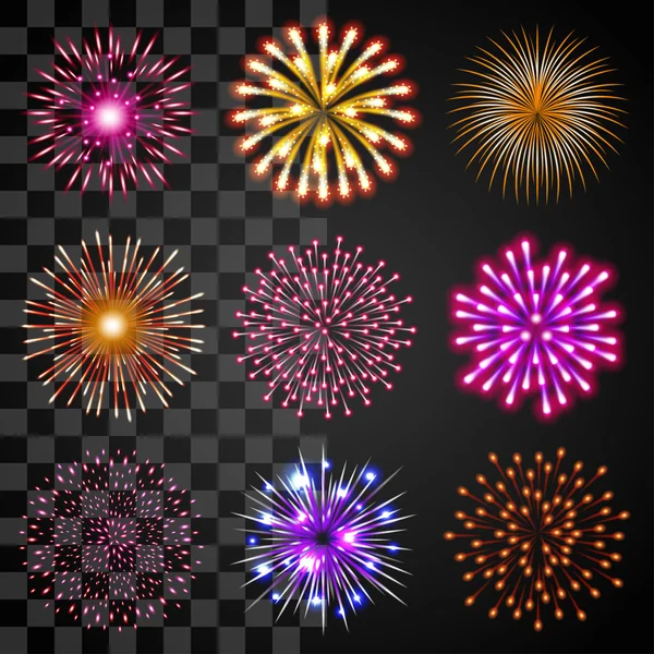 Juego de vectores de iconos de fuegos artificiales — Vector de stock