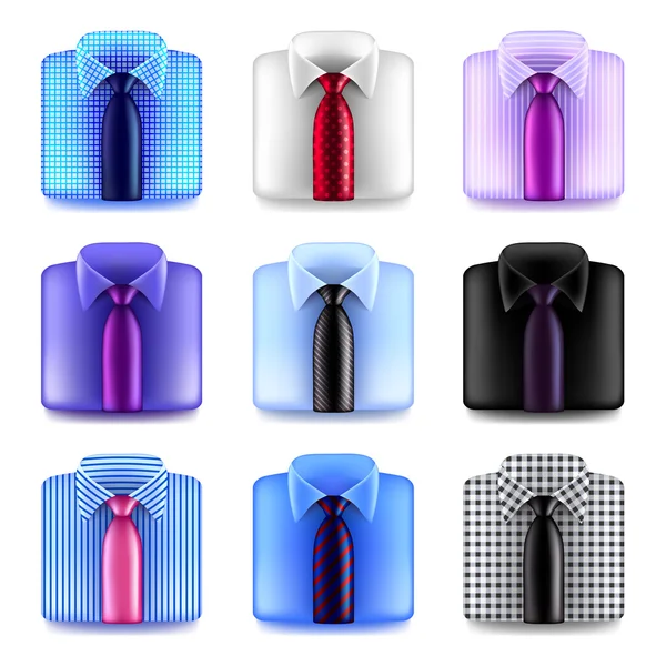 Shirt with tie icons vector set — Stock Vector