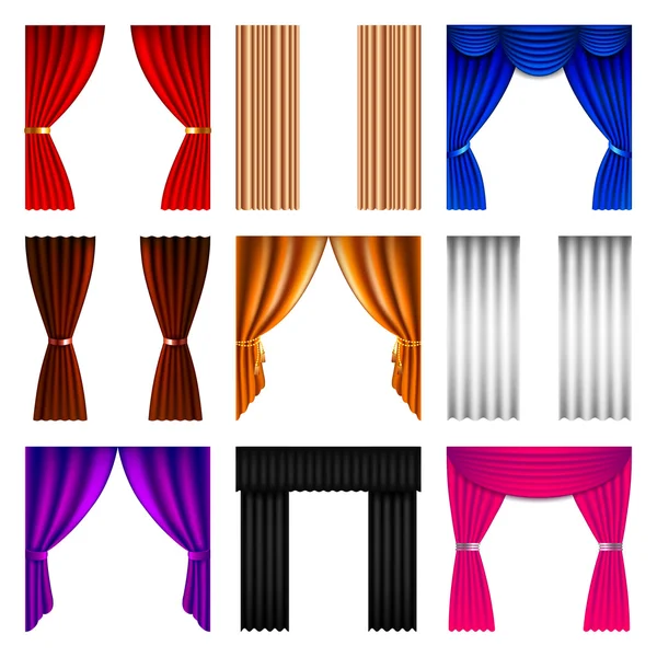 Janela conjunto de ícones de cortina vetor —  Vetores de Stock
