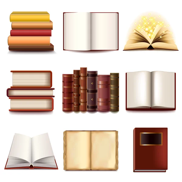 Libros iconos vector conjunto — Vector de stock