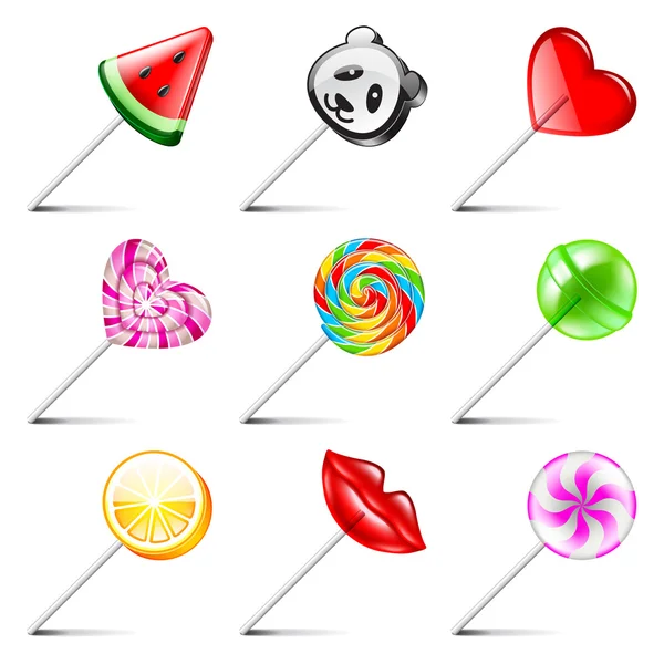 Lollipop icons vector set — Stock Vector