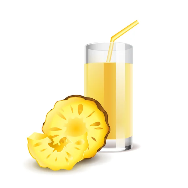 Zumo de piña aislado en vector blanco — Vector de stock