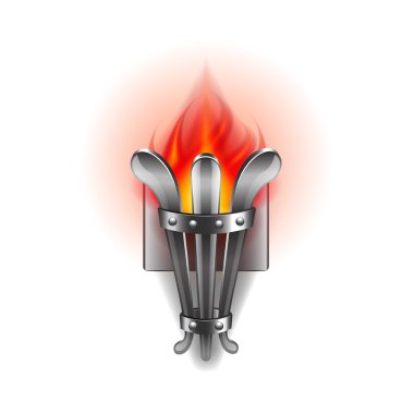 Yangın meşale izole üzerinde beyaz vektör