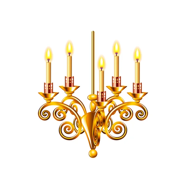Golden chandelier isolated on white vector — Stock Vector