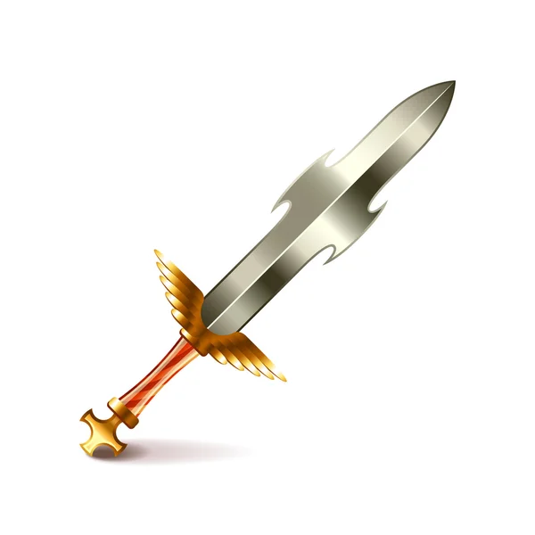 Old sword with golden handle isolated on white vector — Stock Vector