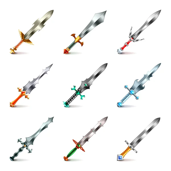 Espadas originales iconos vector conjunto — Vector de stock