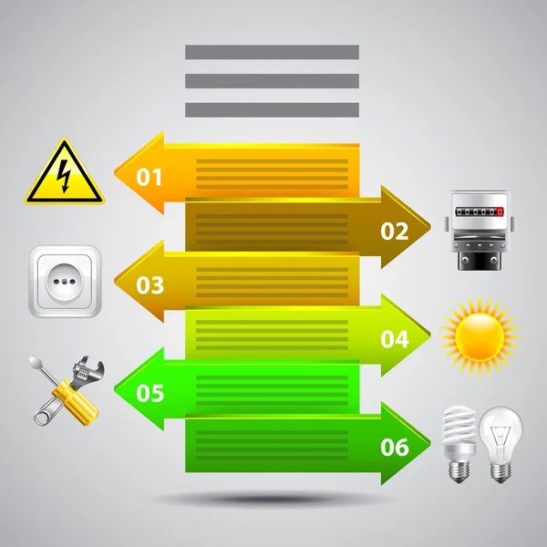 Elektriciteit infographics. Horizontale pijlen voor teksten en objecten — Stockvector