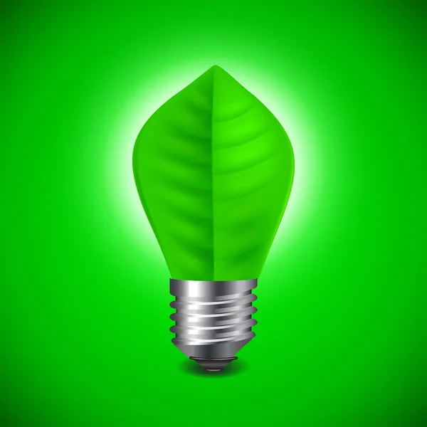 Glühbirne aus grünem Laub, Umweltkonzept — Stockvektor