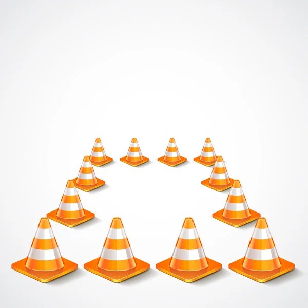 Quadrado do vetor cones de tráfego — Vetor de Stock