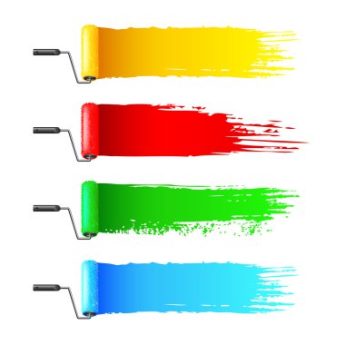 Renkli boya silindirleri ve grunge çizgili