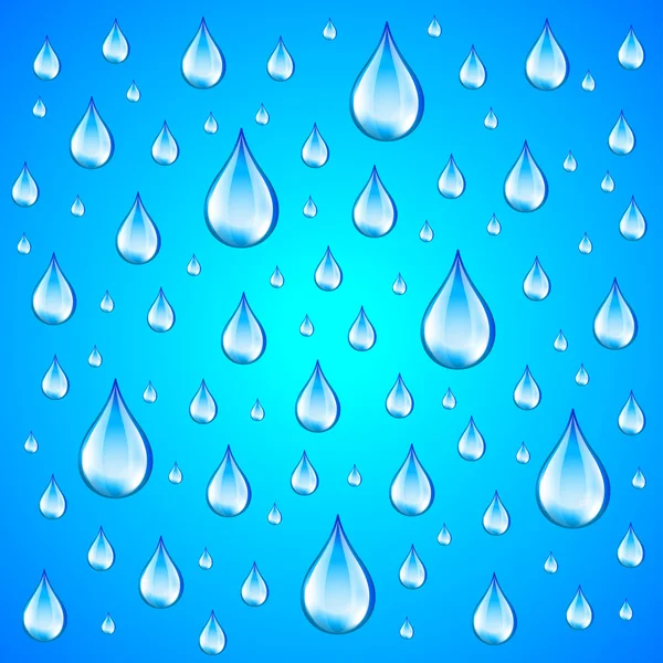 Fondo azul con gotas de agua — Vector de stock