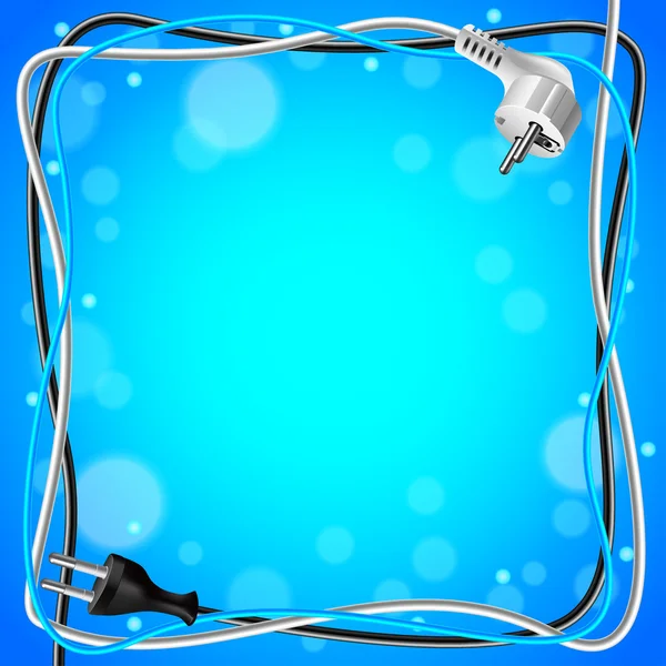 Bingkai dari kabel pada latar belakang biru - Stok Vektor