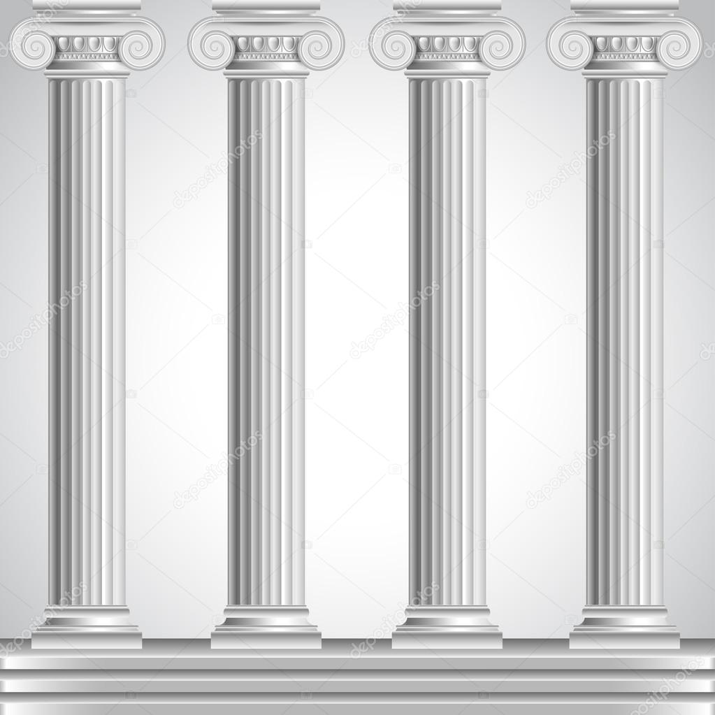 Roman columns isolated on white background