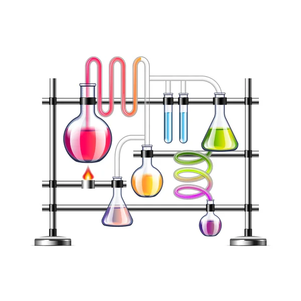 Chemistry laboratory isolated on white background — Stock Vector