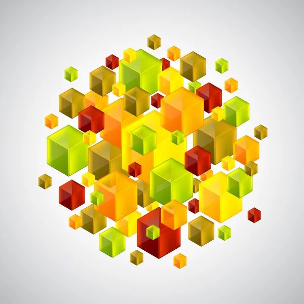 Abstracte figuur uit vele kleurrijke 3D-kubussen — Stockvector