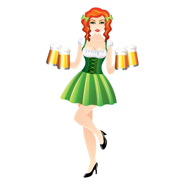 Mujer sexy con cerveza, Día de San Patricio vector — Archivo Imágenes Vectoriales