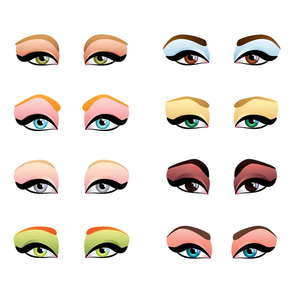 Mujer ojos con diferente maquillaje — Vector de stock