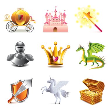 Fairy tale icons vector set clipart