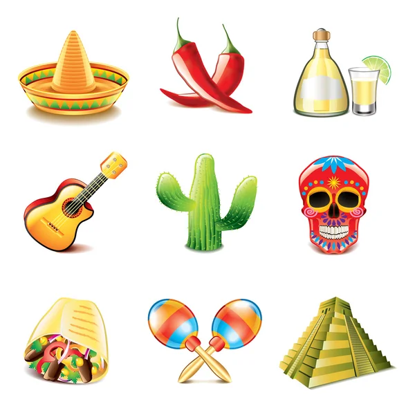 Mexicaanse cultuur iconen vector set — Stockvector