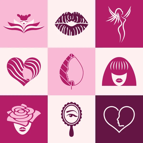 Salón de belleza iconos vector conjunto — Vector de stock