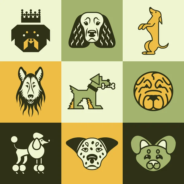 Hond iconen vector set — Stockvector