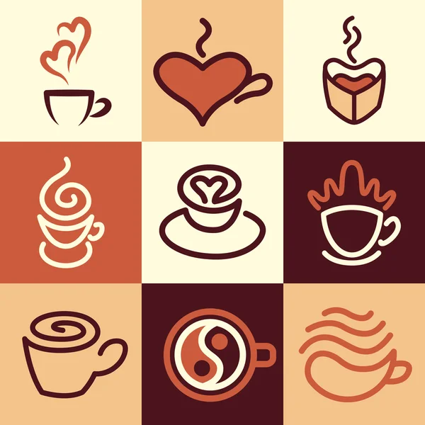 Conjunto de vectores iconos de café — Vector de stock