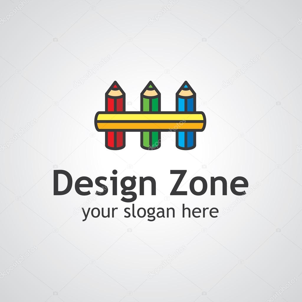 Fence from pencils vector logo template, icon idea for design studio brand