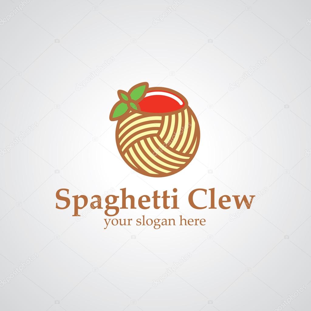 Pasta logo design Spaghetti clew vector logo design — Stock Vector