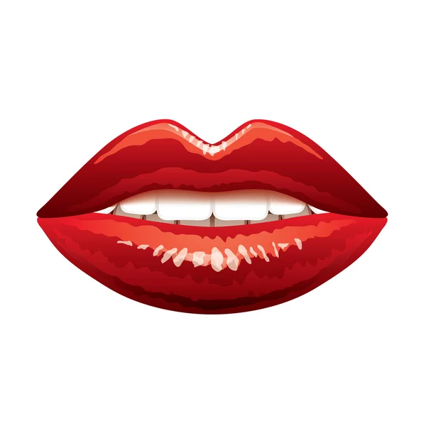 Belos lábios vermelhos isolados no vetor branco —  Vetores de Stock