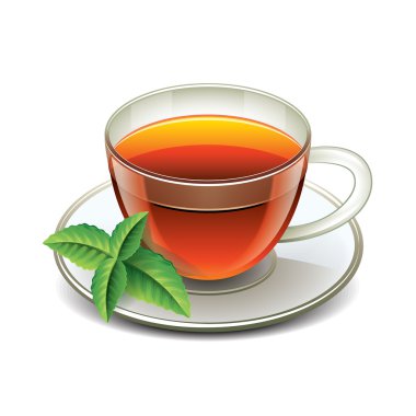 Siyah çay bardağı nane ile izole bırakır