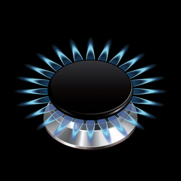 Gas flame from stove isolated on black vector — Stock Vector