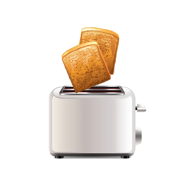 Toaster with toast isolated on white vector — Stock Vector