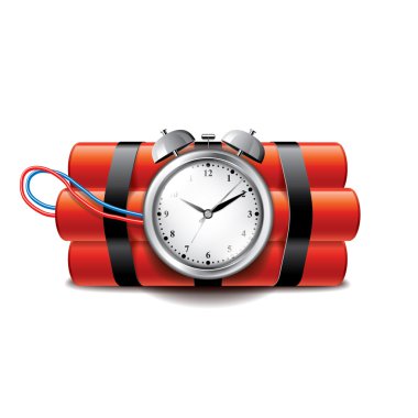 Bomba üzerinde beyaz vektör izole saat timer ile