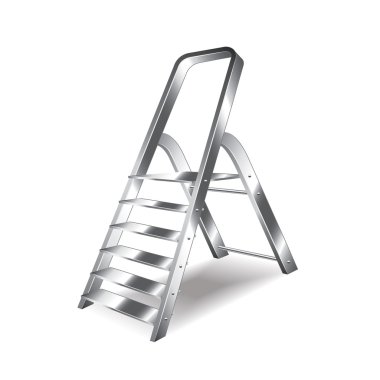 Metal merdiven üzerinde beyaz vektör izole