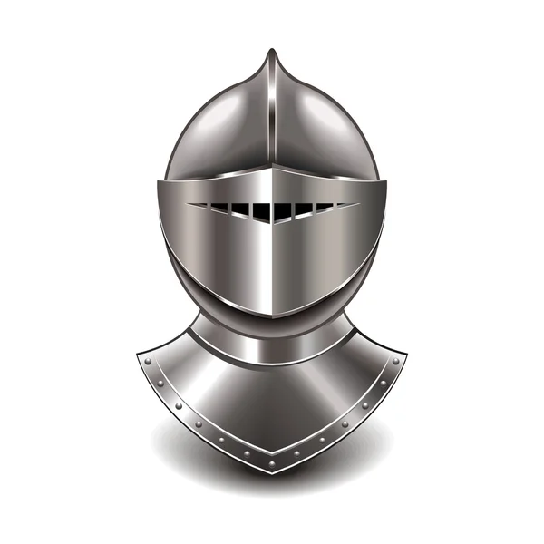 Средневековый рыцарский шлем, изолированный на белом векторе — стоковый вектор