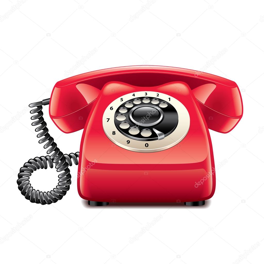 Retro red phone isolated on white vector