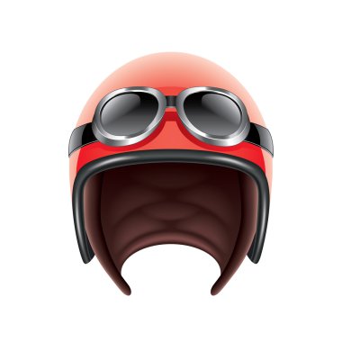Retro havacı kask izole üzerinde beyaz vektör