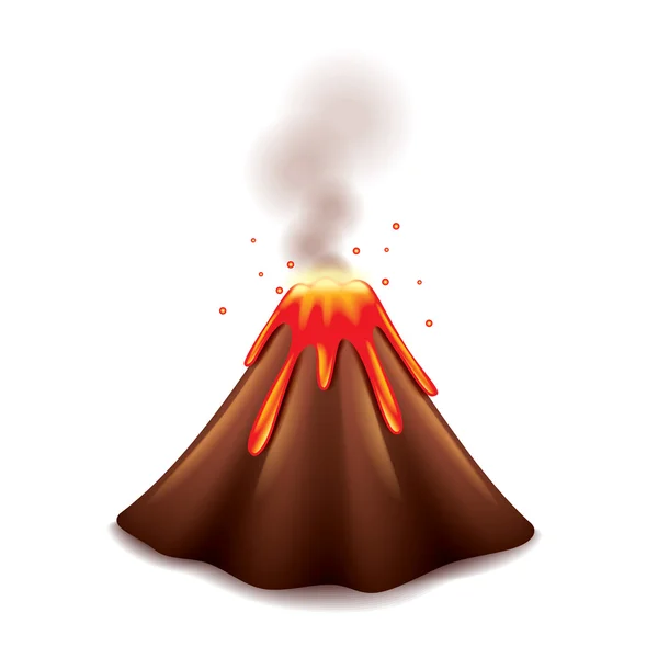 Volcán aislado en vector blanco — Vector de stock