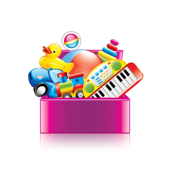 Children toys box isolated on white vector — Stock Vector