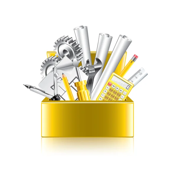 Engineer tools box isolated on white vector — Stock Vector