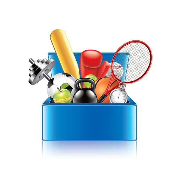 Sport objects box isolated on white vector — Stock Vector
