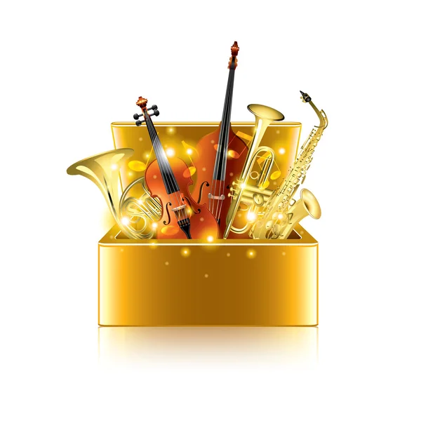 Caixa de instrumentos musicais isolada em vetor branco Ilustrações De Stock Royalty-Free