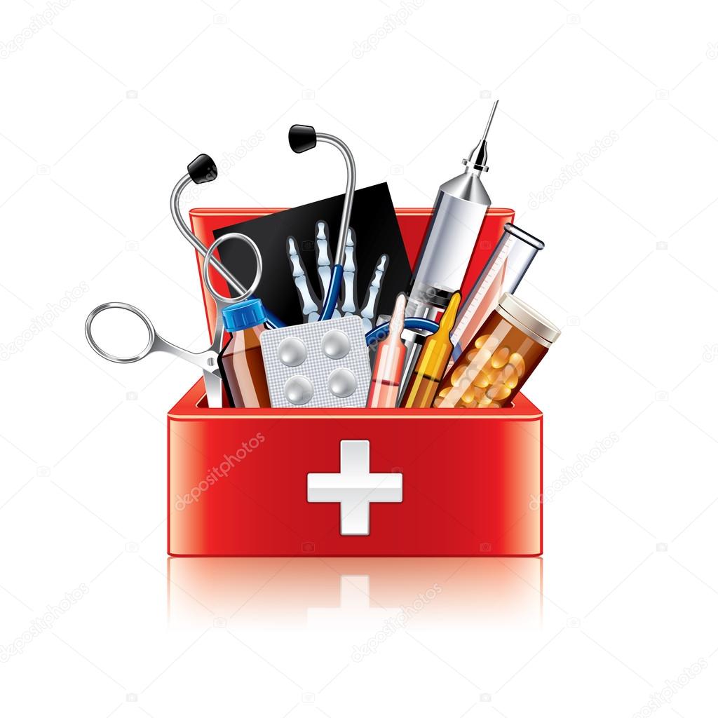 Medical equipment box isolated on white vector
