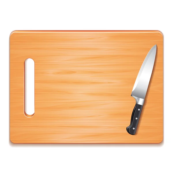 Cutting board and knife isolated on white vector — Stock Vector