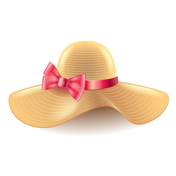 Woman hat with bow isolated on white vector