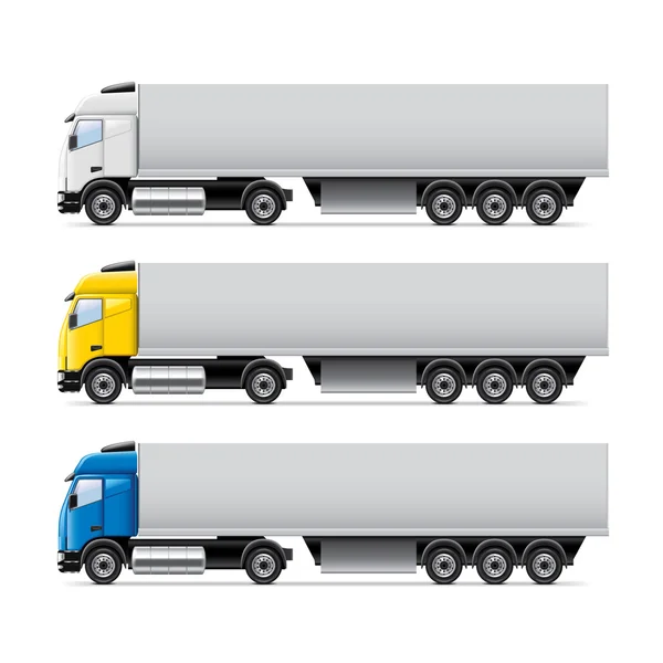 Conjunto de camiones aislados en vector blanco — Vector de stock
