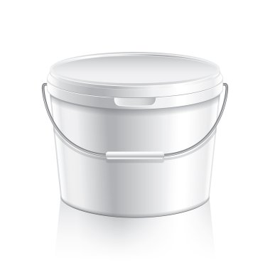 White plastic bucket for paint or food vector clipart