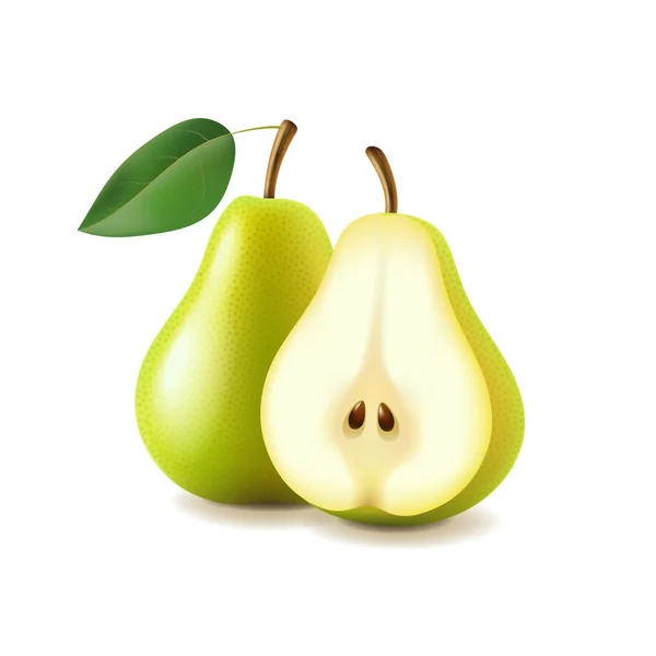 Pear and slice isolated on white vector — Stock Vector