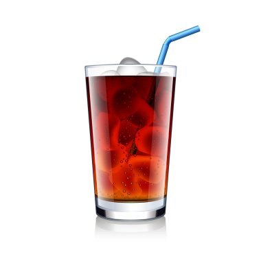 Cola cam izole üzerinde beyaz vektör buz küpleri ile