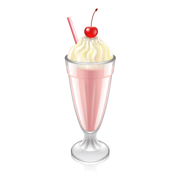 Milkshake et cerise isolés sur vecteur blanc — Image vectorielle